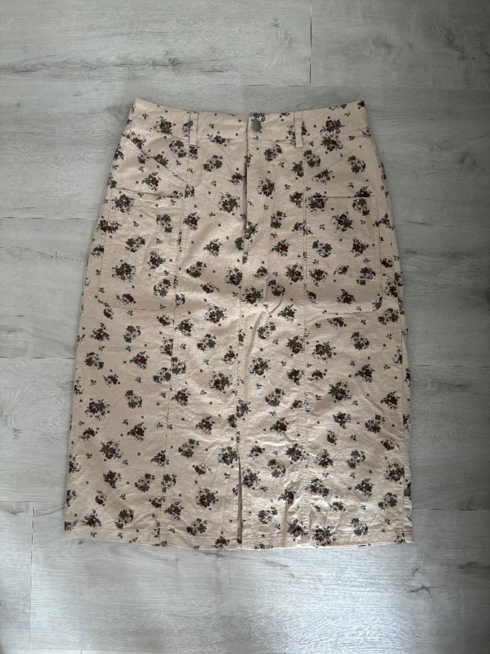 Cotton floral midi skirt